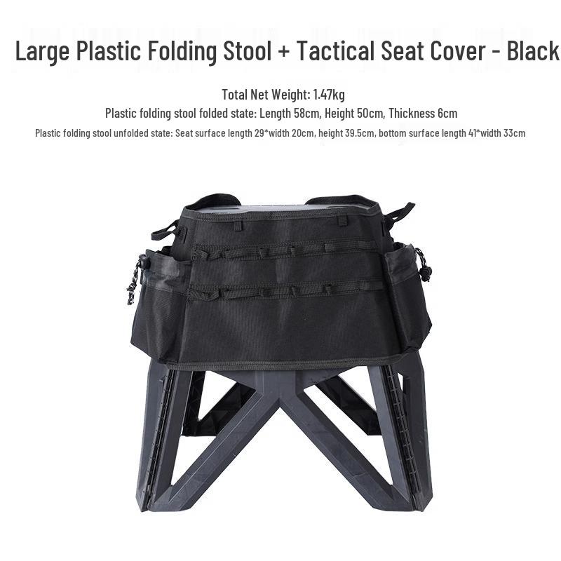 Compact Outdoor Folding Chair with Bucket Holder - Portable Stool for Camping, Fishing, and Queuing