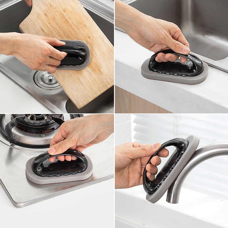 Magic Emery Sponge Brush Wipe Eraser Cleaner Kitchen Bath Rust Strong Decontamination Cleaning With Handle Household Tools