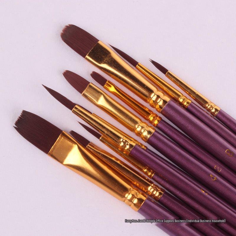 10-Piece Nylon Gouache & Acrylic Paintbrush Set for Students
