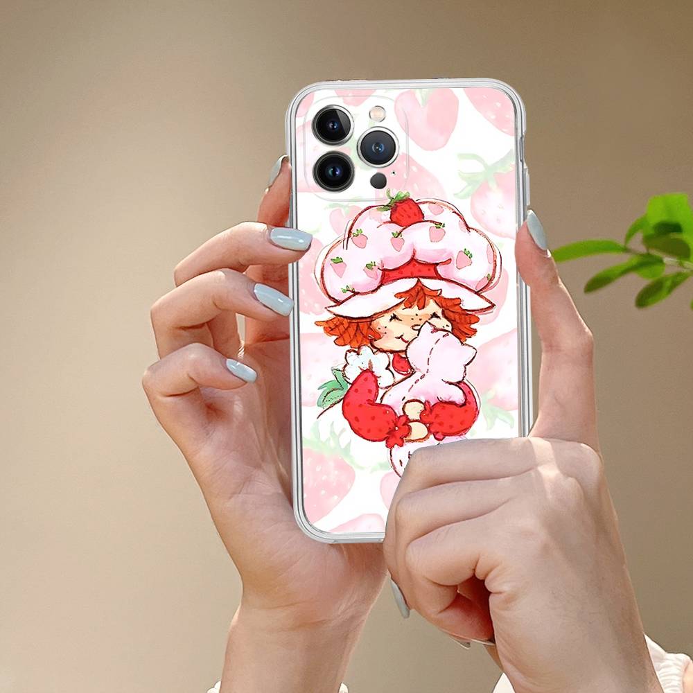 Cartoon Girl S-Strawberry S-Shortcake TPU Silicone Case For IPhone 11 12 13 14 15 16 17 Pro Max Shockproof Clear Back Cover