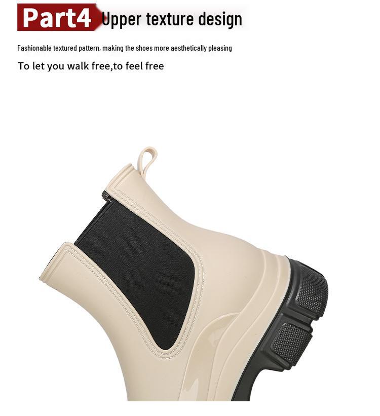 Korean Style Women's Waterproof Chelsea Rain Boots - Mid-Calf Rubber Overshoes with Thick Sole Fashion.