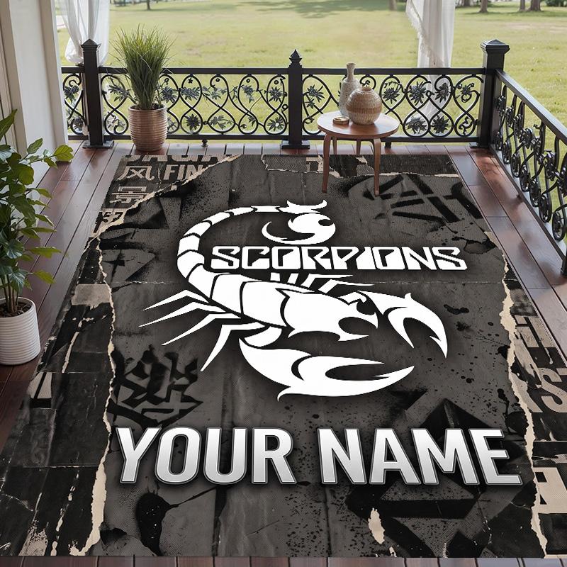 Custom Text Printed Rug Scorpions Non Slip Floor Carpet For Home Room Decor