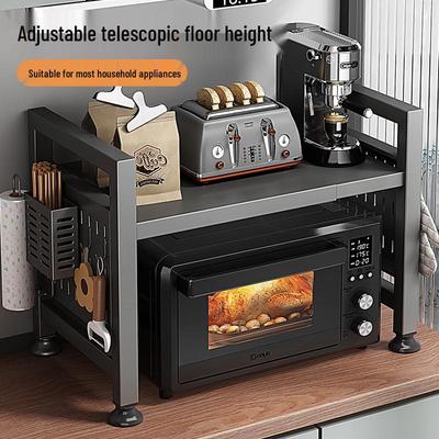 Retractable Multi-Layer Kitchen Storage Rack for Microwave and Oven