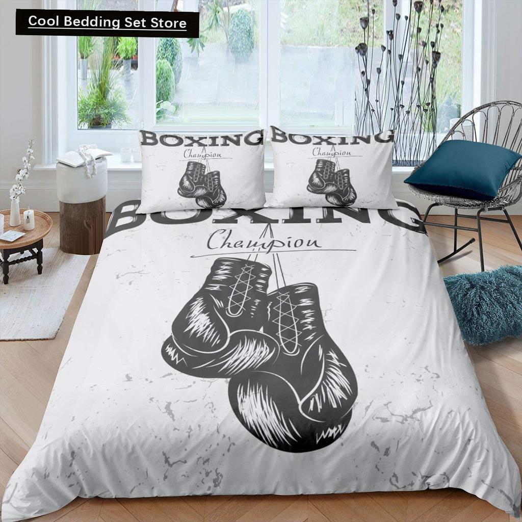 Boxing King Queen Duvet Cover Gamer Competitive Sports Bedding Set Galaxy Bright Colorful Quilt Cover Polyester Comforter Cover