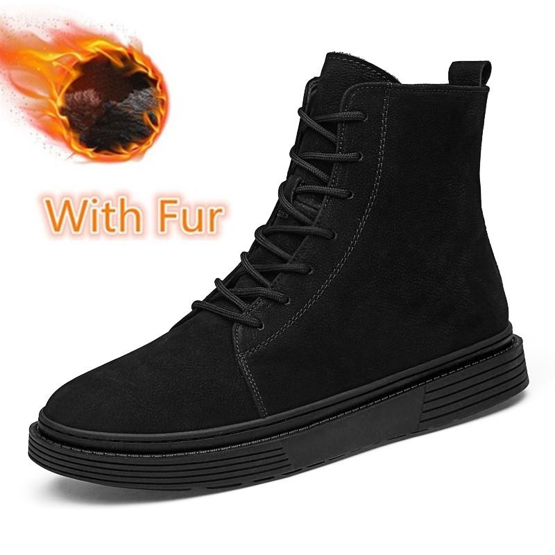 

Зимние мужские ботинки из натуральной кожи, теплые ботильоны с мехом, повседневная замшевая мужская обувь, зимние мотоботы, уличные кроссовки для мужчин 43