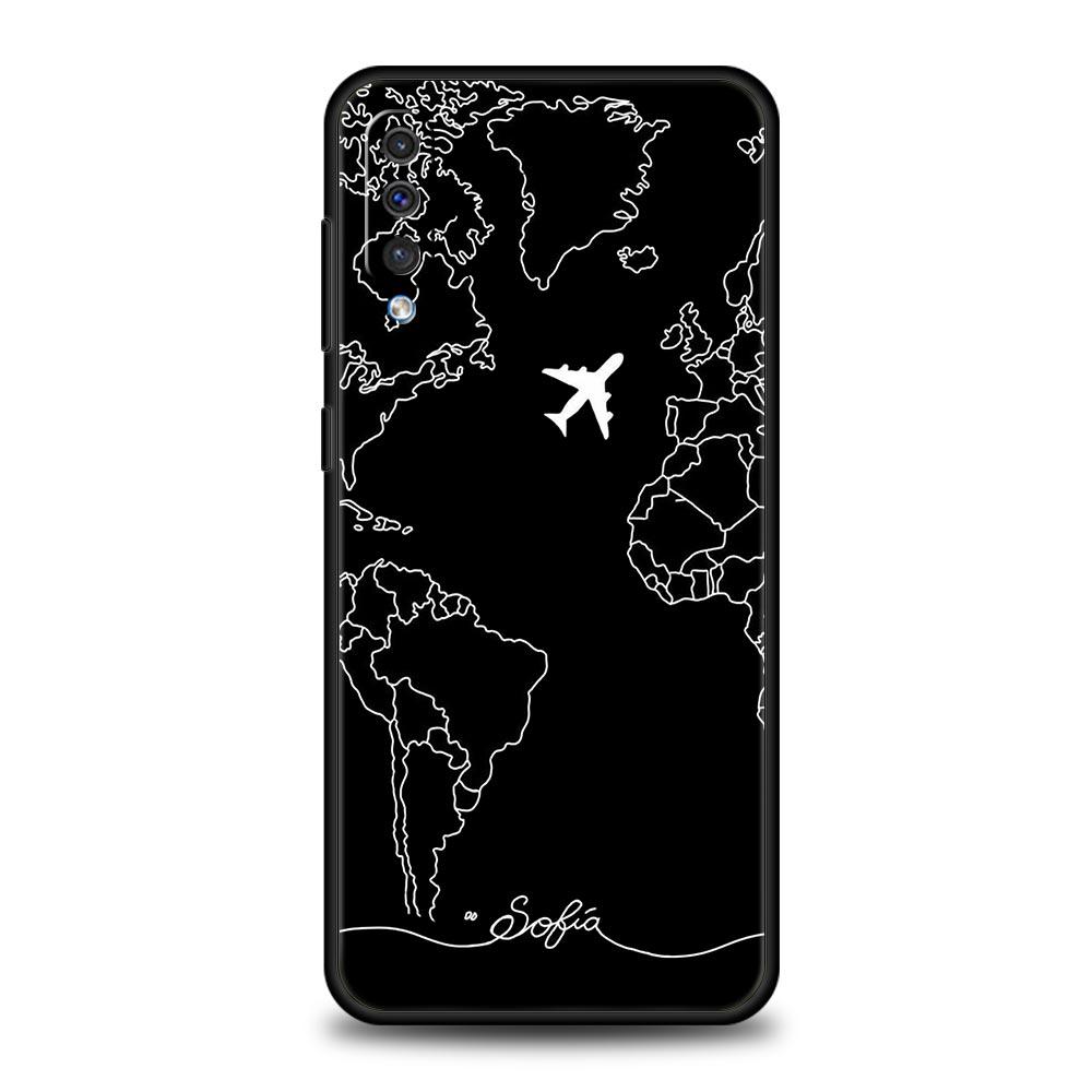 Planes World Map Travel Phone Case For Samsung A52 A14 A50 A70 A10 A30 A40 A20S A20E A02S A12 A22 A34 A42 A32 5G A54 A04s Cover