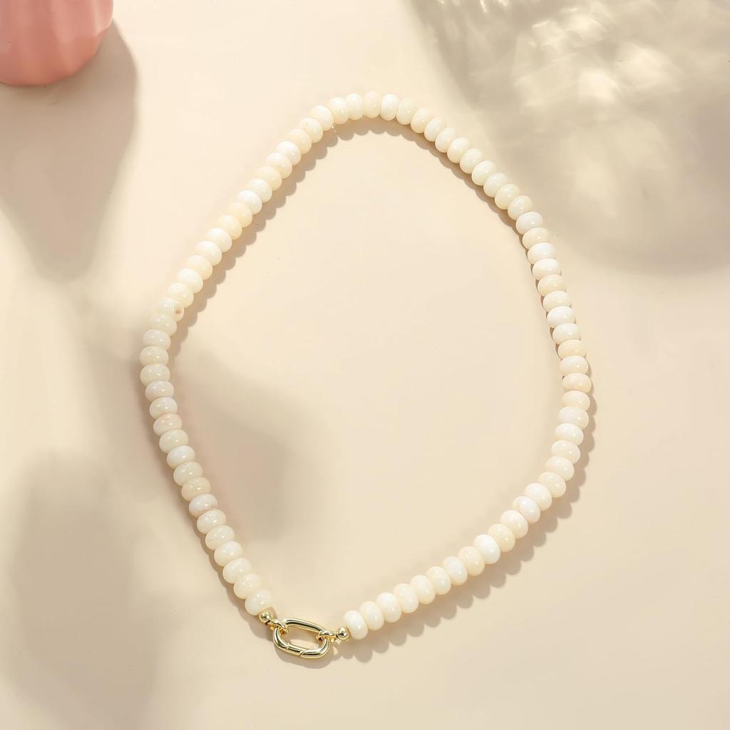 Beaded Gemstone Necklaces for Women Bohemian Colored Choker Natural Stone Bead Summer Beach Handmade Jewelry Necklace