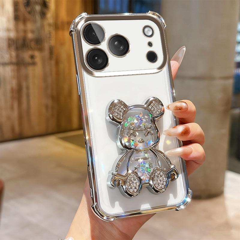 Applicable To iPhone17proMax Airbag Mobile Phone Case Quicksand Violent Bear Apple 16 Four Corners Anti-drop 15 Protective Case