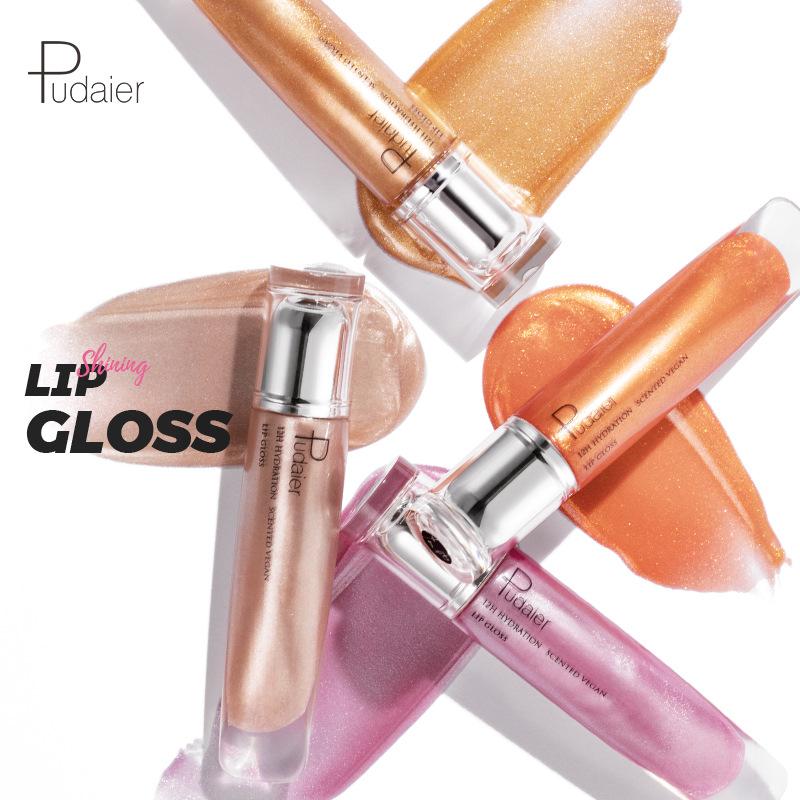 Pearlescent Glitter Plumping Lip Gloss Mirror Jelly Moisturizing Liquid Lipstick Clear Mermaid Pink Sexy Lip Tint Lips Cosmetics