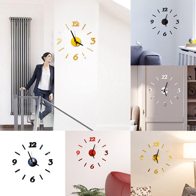 3d Analog Diy Mirror Surface Large Number Wall Clock Sticker Home Decor Office