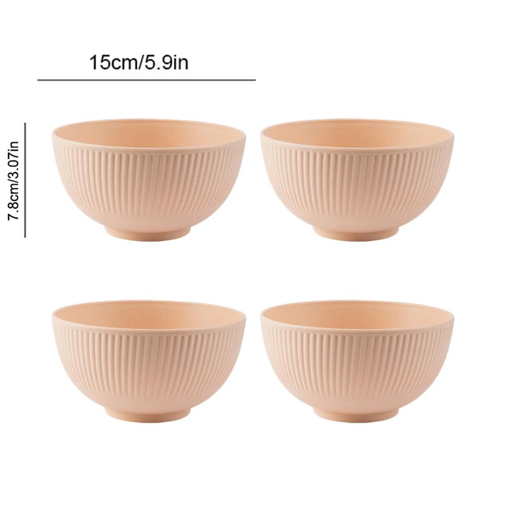 

4 шт. кухонная посуда, миска из пшеничной соломы, пищевая пшеничная миска для риса, столовая посуда, контейнер для еды, десерт, салат, наборы мисок для риса розовый