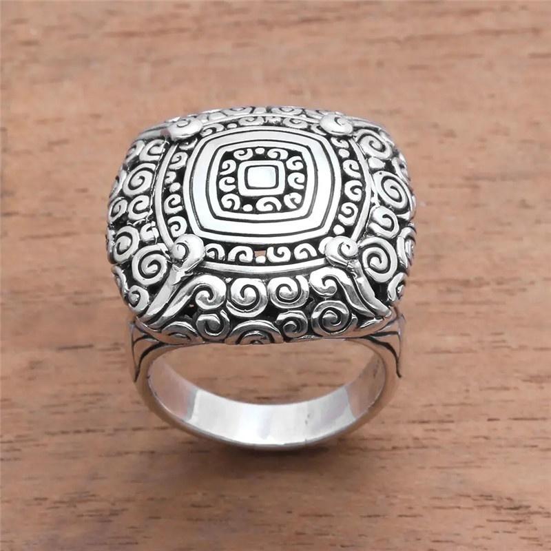 Bohemian Vintage Jewelry Retro Wide Copper Color Swirl Motif Floral Ring for Women Engagement Rings Wedding Band Jewelry Gifts