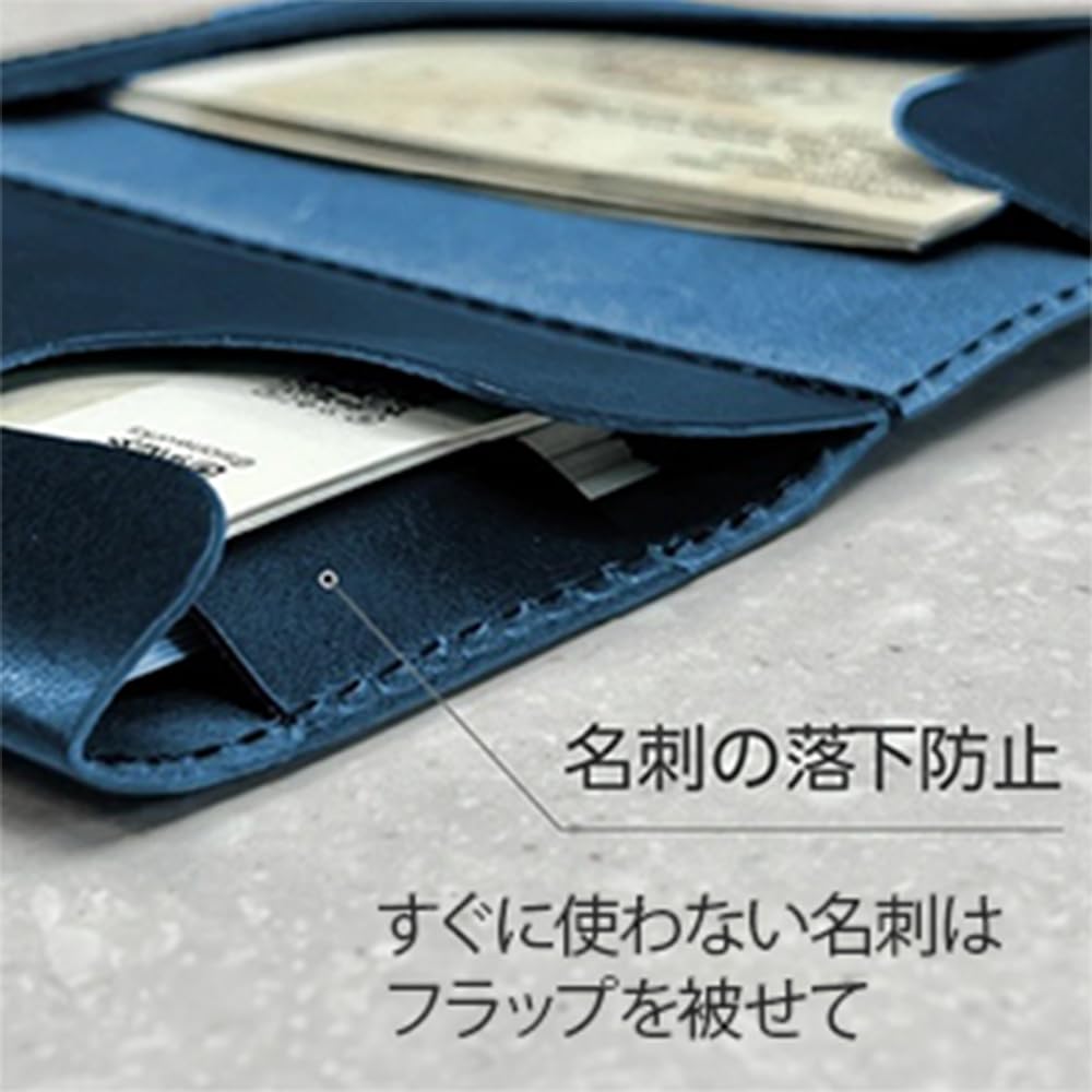 Slide Thumb Open Business Card Holder Thin 4mm Genuine Leather Can Be Removed In 1 Second Made In Japan Can Hold 50 Cards As a Present Gift [sion