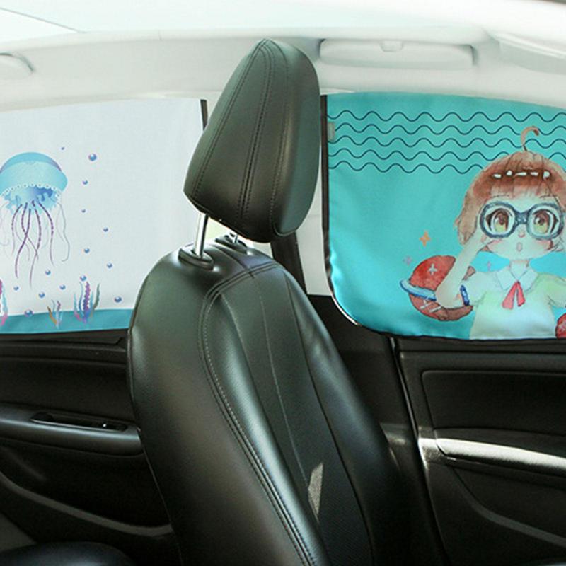 Car Curtain Magnetic Car Side Window Sunshade Cartoon girl Car Interior decorations SUV Rear Side Auto Window Sunshade Cover