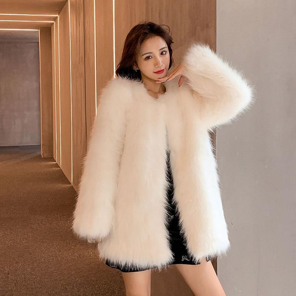 Internet Celebrity New Raccoon Fur Fashion Fur Coat Women's Mid-length Imitation Fox Fur Coat