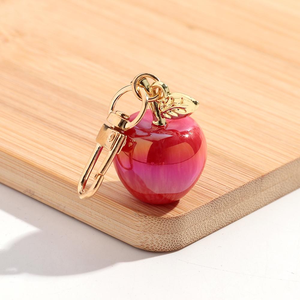 Trendy Christmas Apple Resin Pendant Keychain Bag Charms for Women Cute Decoration Iridescent Jewelry Accessories Keyring Gift