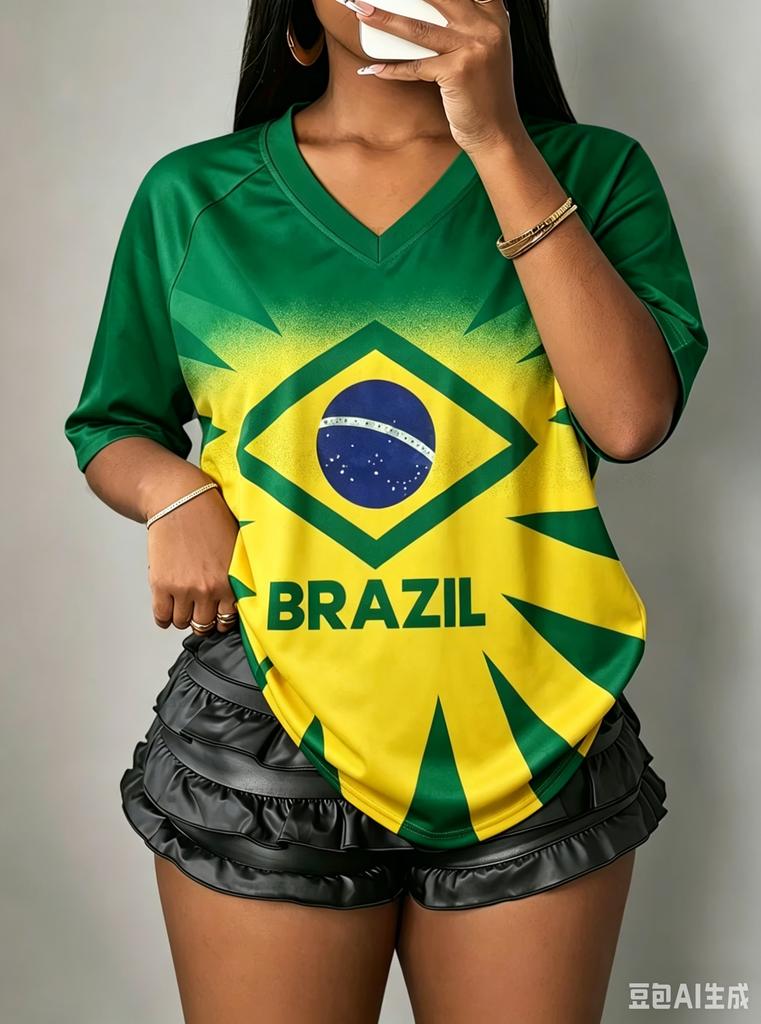Maglia da Flag Football Stile Brasiliano Magliette Sportive da Donna Maglie da Calcio Magliette Grafiche Casual Unisex Maglie Y2K Top da Strada