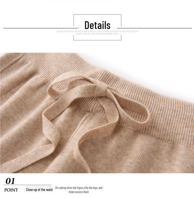 Women's Korean Style High Waist Wide-Leg Knit Pants - Autumn/Winter Fashion, Floor-Length, Straight-Leg Design