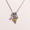 Stainless Steel Ice Cream Necklace Colorful Enamel Pendant Flower Zircon Necklace  Jewelry Gift