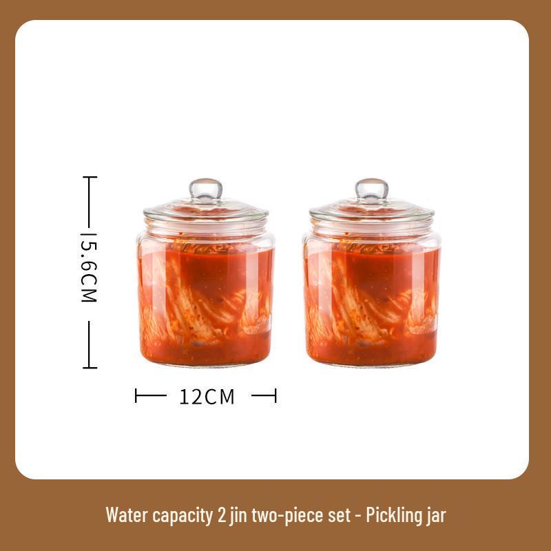 Glass Food-Grade Kimchi Jar for Pickling, Sauerkraut, and Vegetables - Wide-Mouth, Thickened Glass, Sealed for Home Use