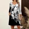 Women's  Casual Loose Comfortable Print V-Neck 3/4 Sleeve Dress