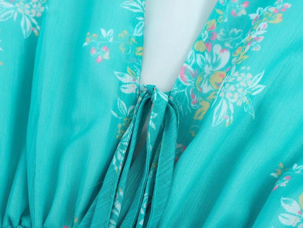 2025 Spring Women's Fashion: European & American Style V-Neck Short Sleeve Print Dress