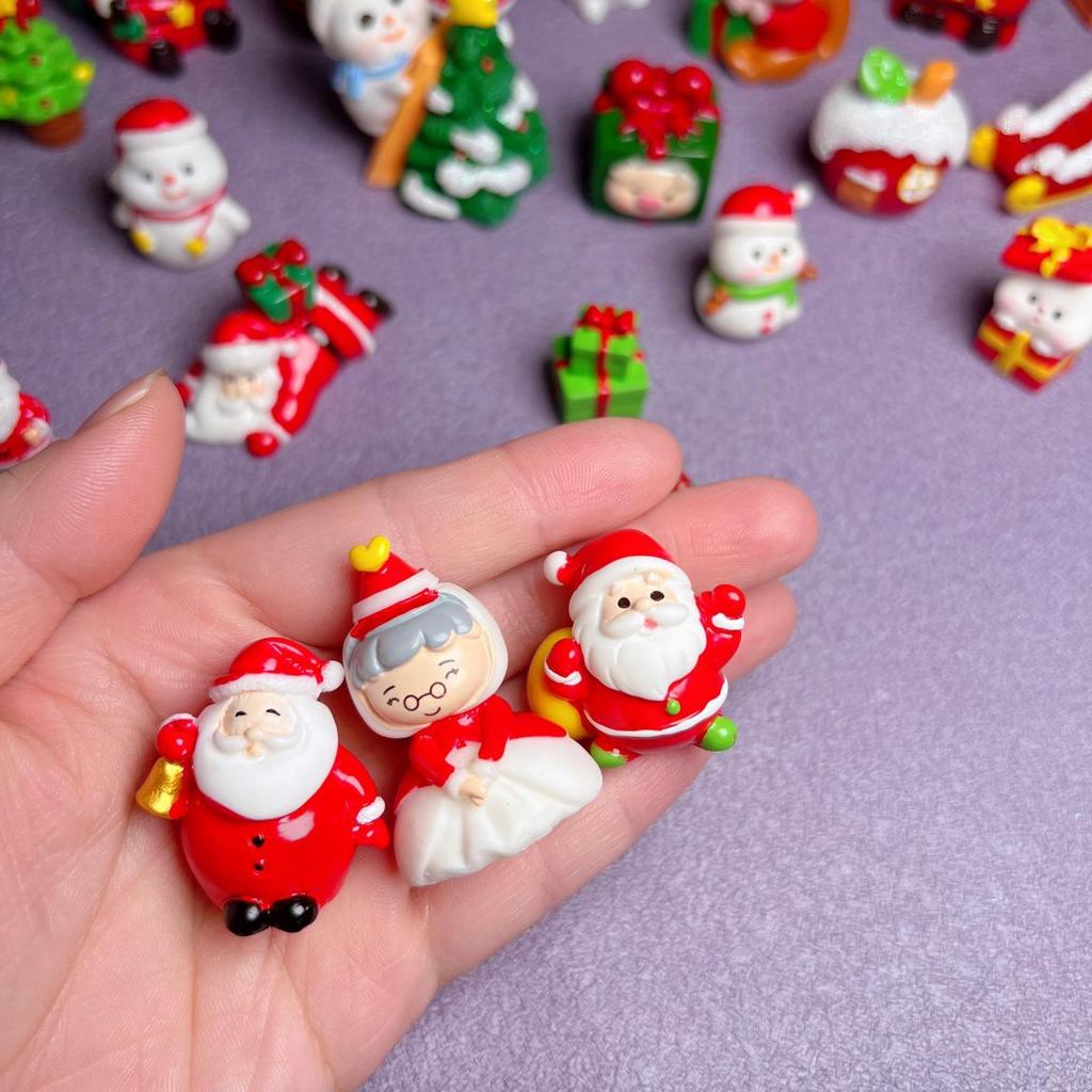 Santa Claus and Snowman Mini Figurine Ornament - Christmas Kid's Decoration