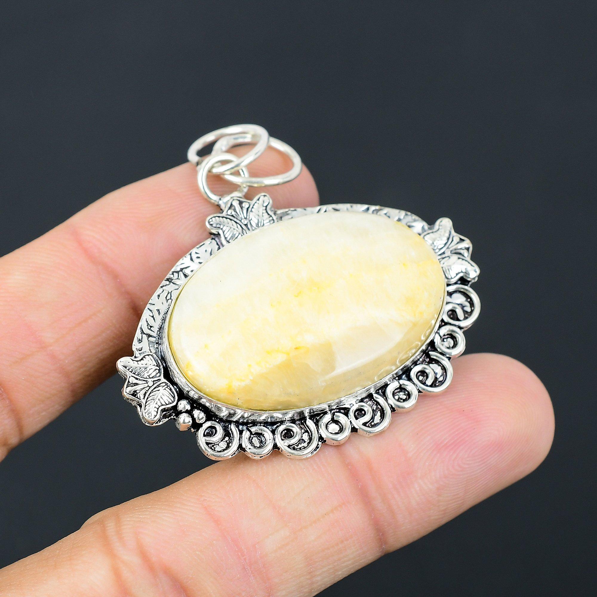 Sisters Day Sale Oval Plume Agate Stone Wife New Pendant Jewelry Sterling Silver