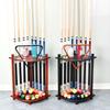 Billiard Cue Rack Holds 8 Sticks Solid Wood Floor Style Pool Rod with Drink Holder