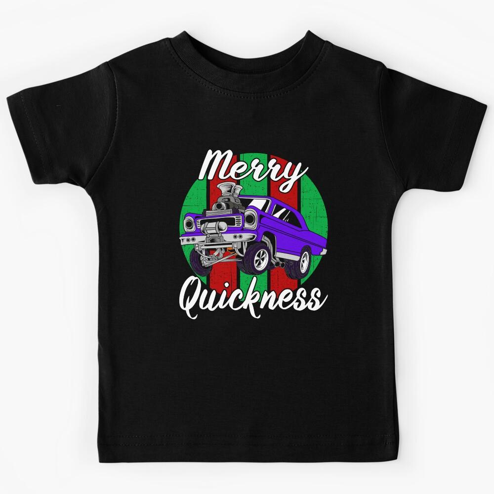 Merry Quickness Funny Christmas Vintage Hotrod Muscle Car Kids T-Shirt 130