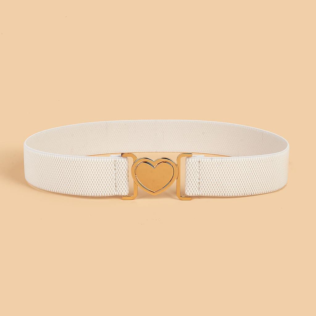 Minimally Heartshaped Designed Buckle Women Casual Elastic Waistband Daily For