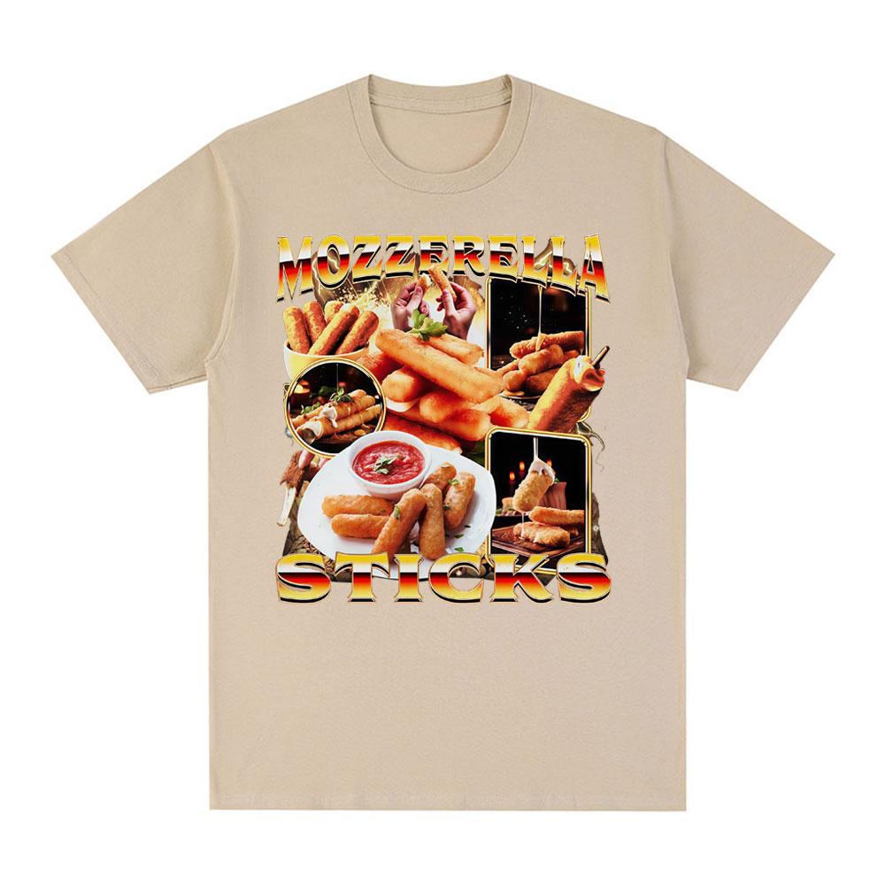 

Mozzerella Sticks Fun Food Meme Tshirt 2026 Summer New Unisexs Womens Casual Cotton Fashion Short Sleeve Tshirt Street Wear 4XL