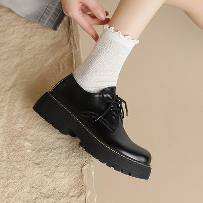 Thick Soled British Leather Shoes for Women