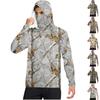 Men's Casual Leaf Camouflage Print Hooded Long Sleeve Sun Protection Jacket Lightweight Breathable Outdoor Sportswear