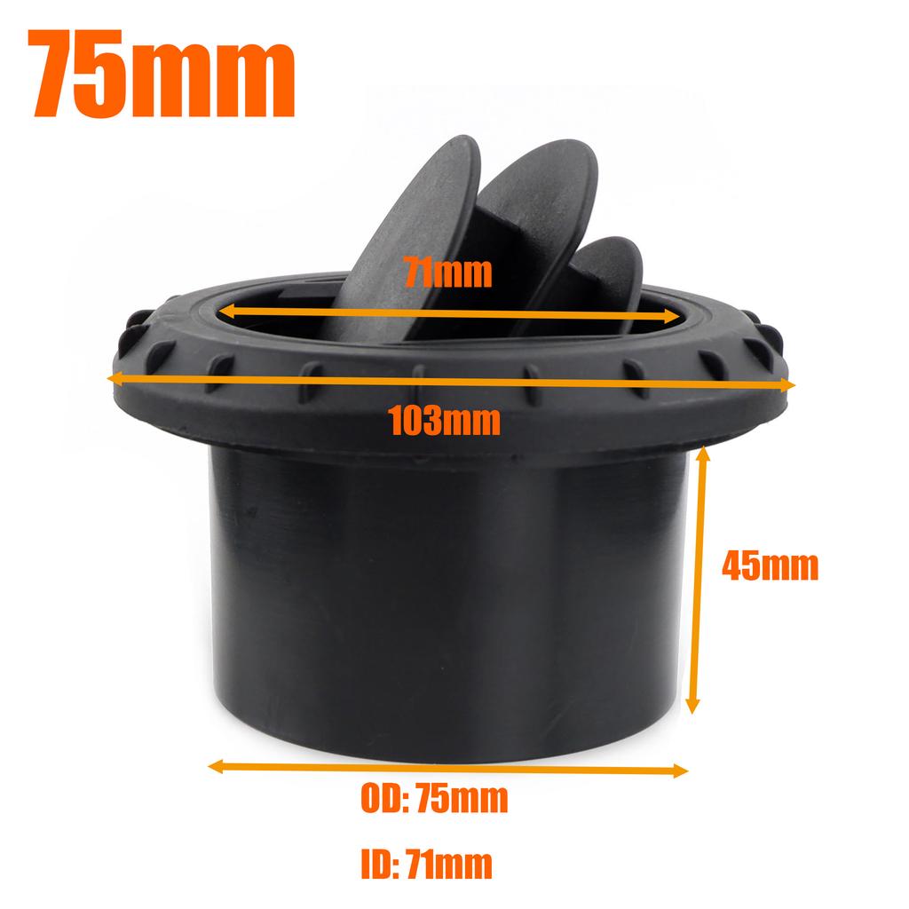 75mm Air Vent Outlet Black Closable Air Diesel Heater Air Conditioner For Car Truck VAN Camper Caravan