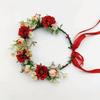 Vintage Forest Flower Wreath Adjustable Ribbon Plastic Floral Headband Flower Flower Leaf Headbands Wedding