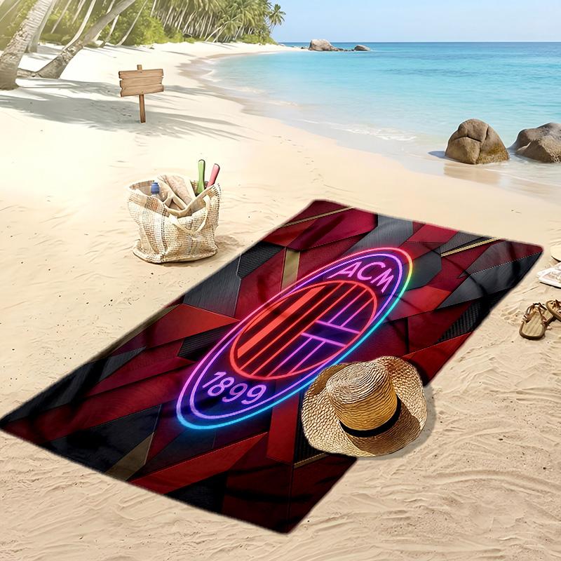 Toalla de Playa Estampada AC Milan Secado Rápido Suave Portátil Grande Rectangular Manta de Playa para Viajes Piscina