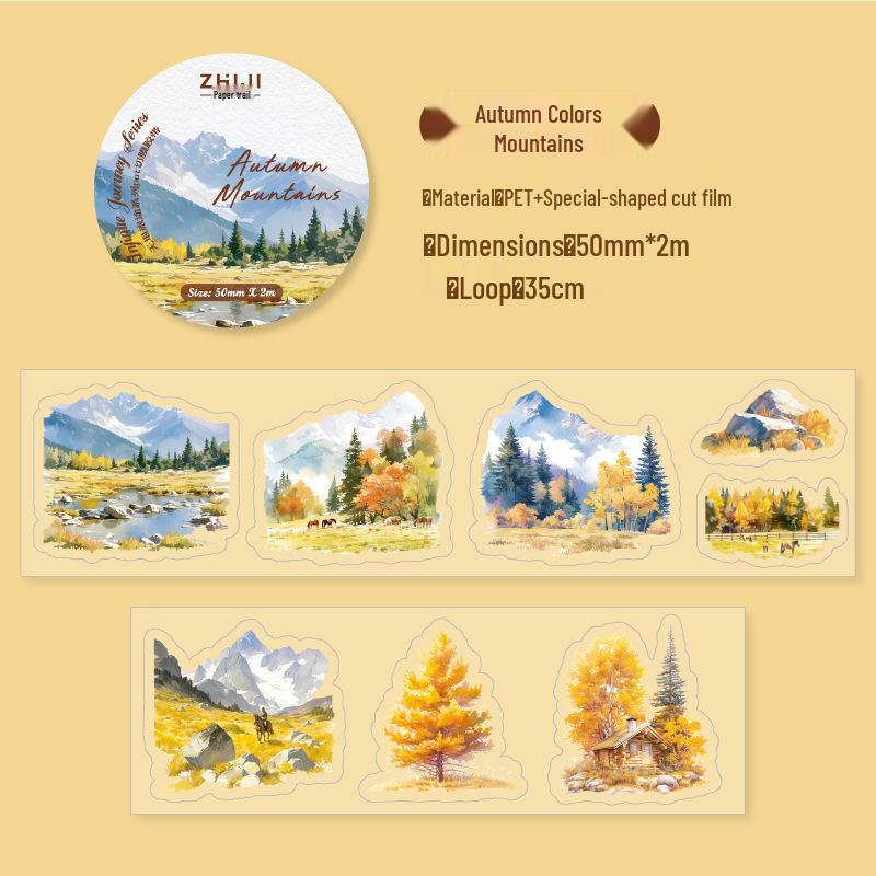 Forest Theme Die-Cut PET Stickers: Paper-like DIY Journal Material - 6 Styles Available