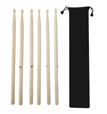 3 Pairs of 5A Wooden Drumsticks for with Storage and Extra for Beginners Practice, Bag, Lightweight, Portable,