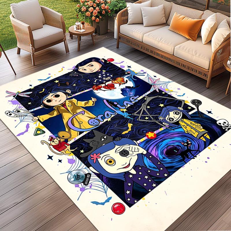Coraline Print Rug, Washable Floor Carpet, For Entryway Dorm Laundry Room Office Study, Home Decor Birthday Christmas Gift