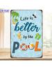 Vintage Metal Pool Sign Beach Icons Patio Wall Decor