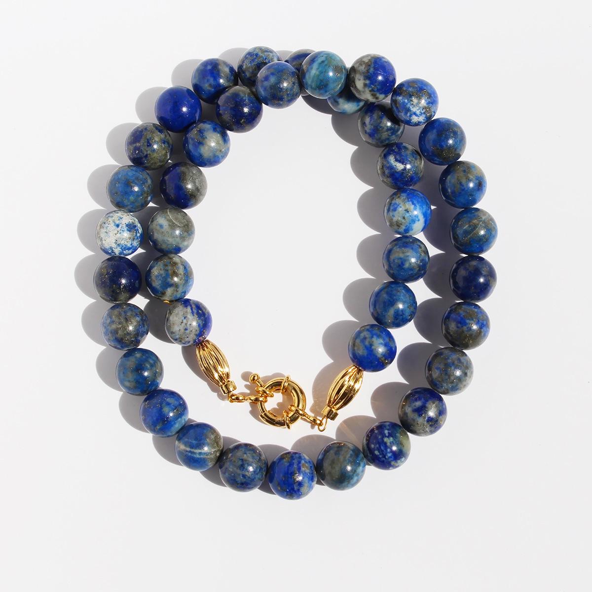 

A-Grade Natural Lapis Lazuli Beaded Necklace: Retro Chinese Style Cheongsam Clavicle Chain for Women