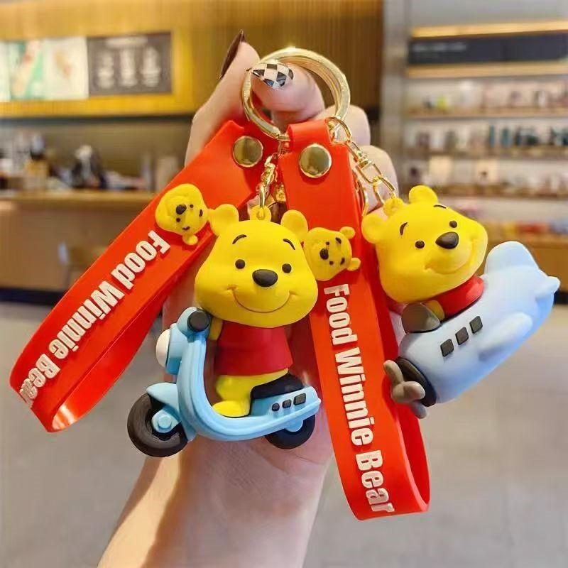New Cartoon Anime Winnie The Pooh Keychain Doll Pendant Character Keychain Accessories Backpack Decoration Gift