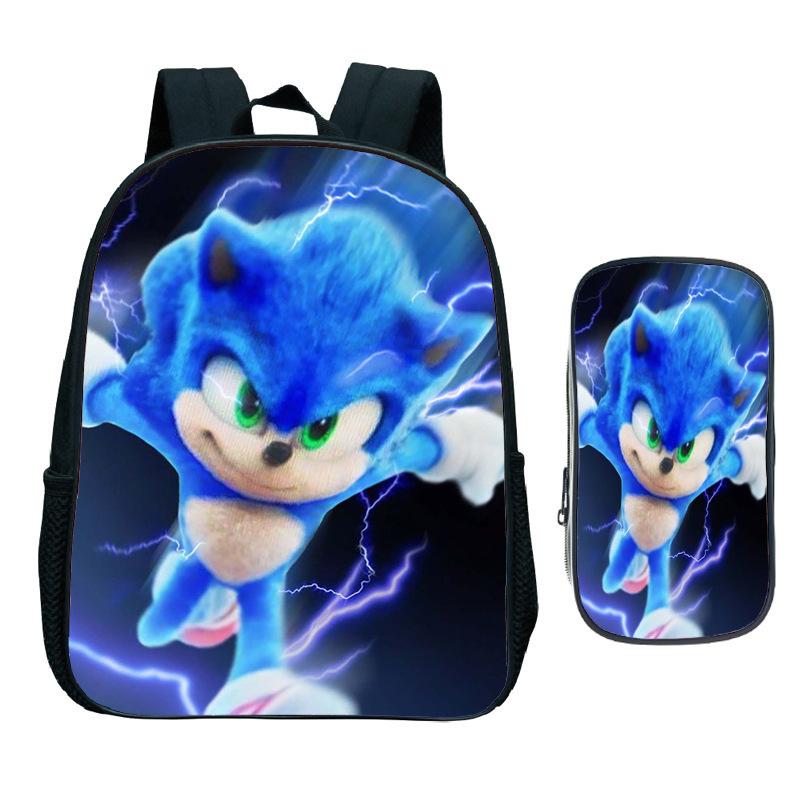 Straight Hair Animation Digital Printing Children'S Two-Piece Set Backpack Pencil Bag Primary And Secondary School Schoolbag