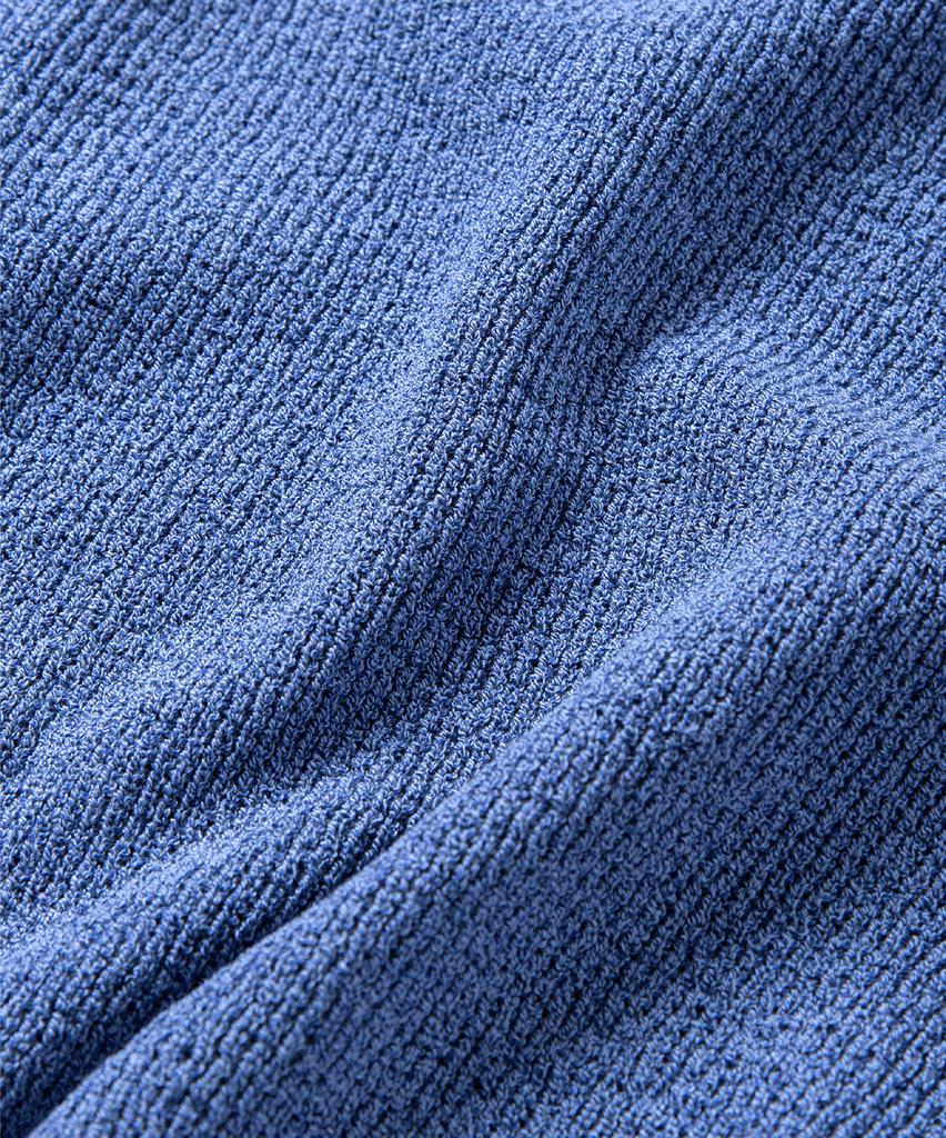 NONBLANK Raglan Half Sleeve Collar Crop Knit_Melange Blue