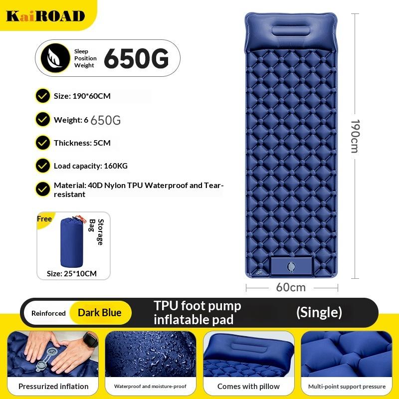 Outdoor Camping Double Inflatable Mattress Ultralight Waterproof Folding Bed for Outdoor Hiking Backpacking Car Travel