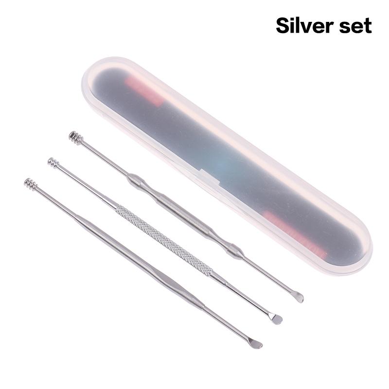 1/3Pcs Stainless Steel Double Head Ear Wax Removal Cleaner Earwax Remover 360° Cleaning Ear Pick Stainless Steel Ear Care Tools
