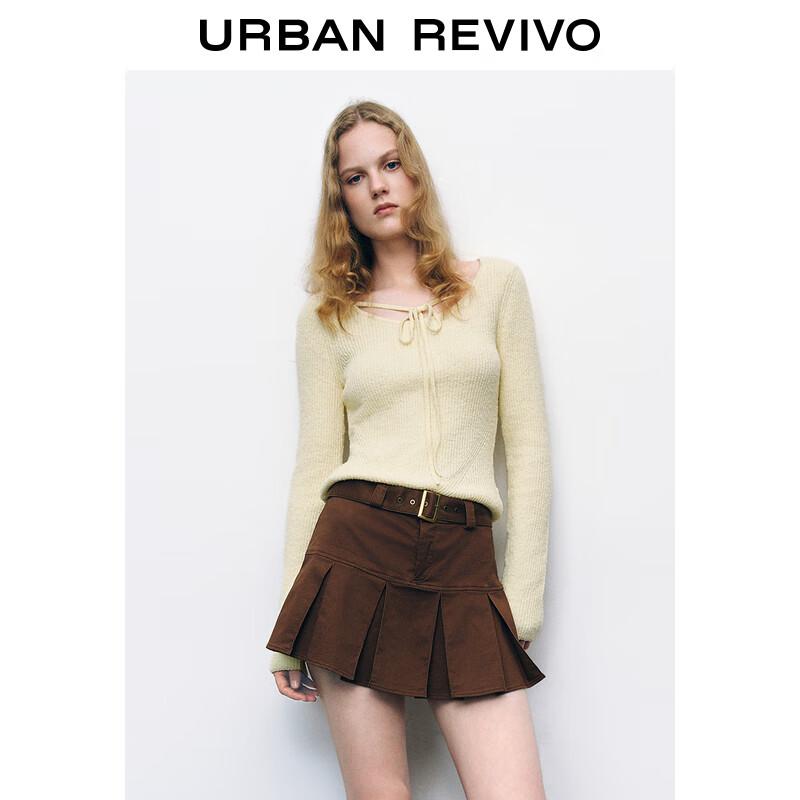 UR Women's Tie-Waist Round Neck Knit Sweater