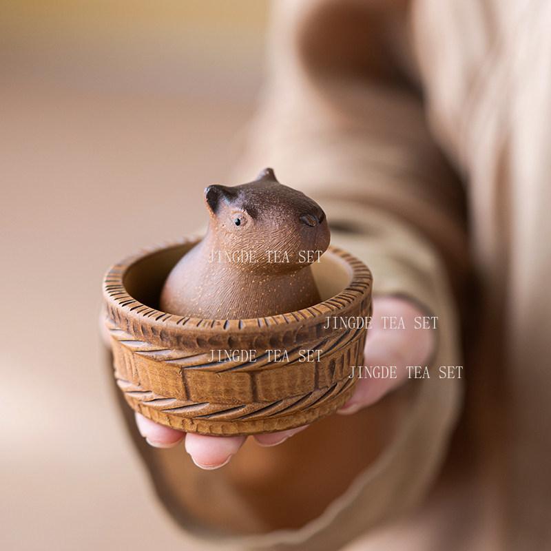 Kapibara Lila Ton Teetier Niedliches Teetier Haushalts Schreibtischornament Lila Ton Handwerk Mini Teespiel Teegeschirr Zubehör
