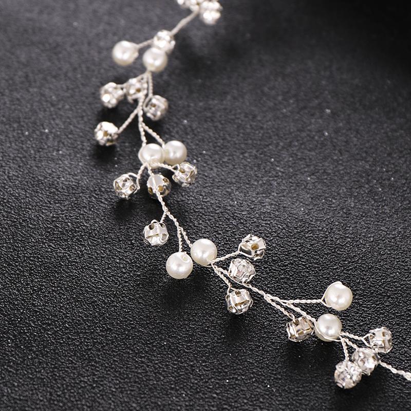 Wedding Hair Accessories Rhinestone Pearl Headband Wedding Headwear Princess Birthday Headband Silver Color Tiara  Accessories